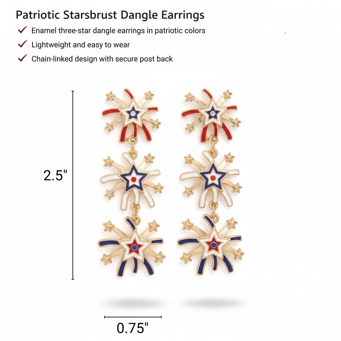 Patriotic Starburst Dangle Earrings - ZumBuys