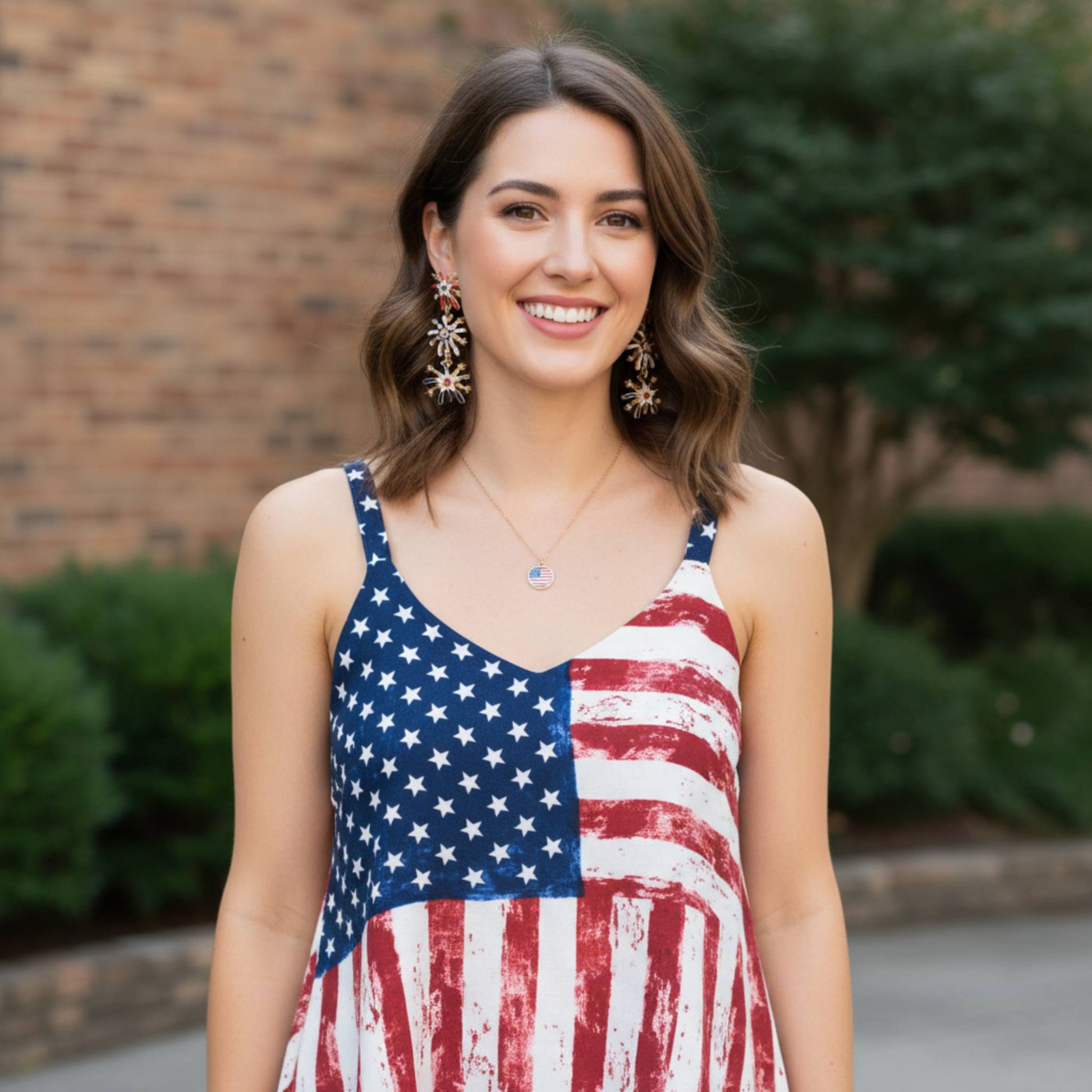 Patriotic Starburst Dangle Earrings - ZumBuys
