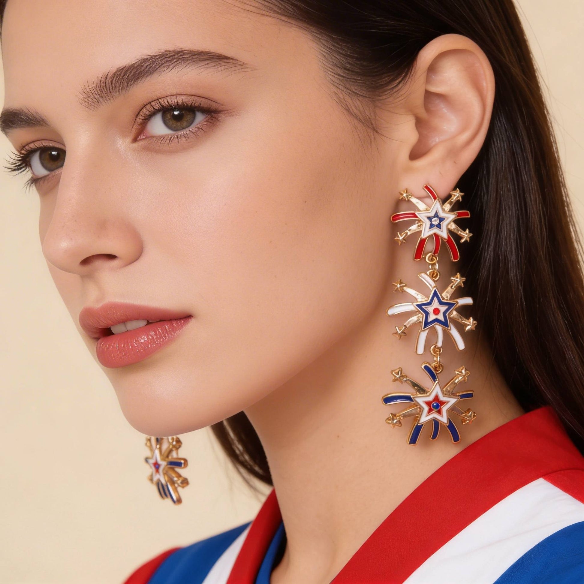 Patriotic Starburst Dangle Earrings - ZumBuys