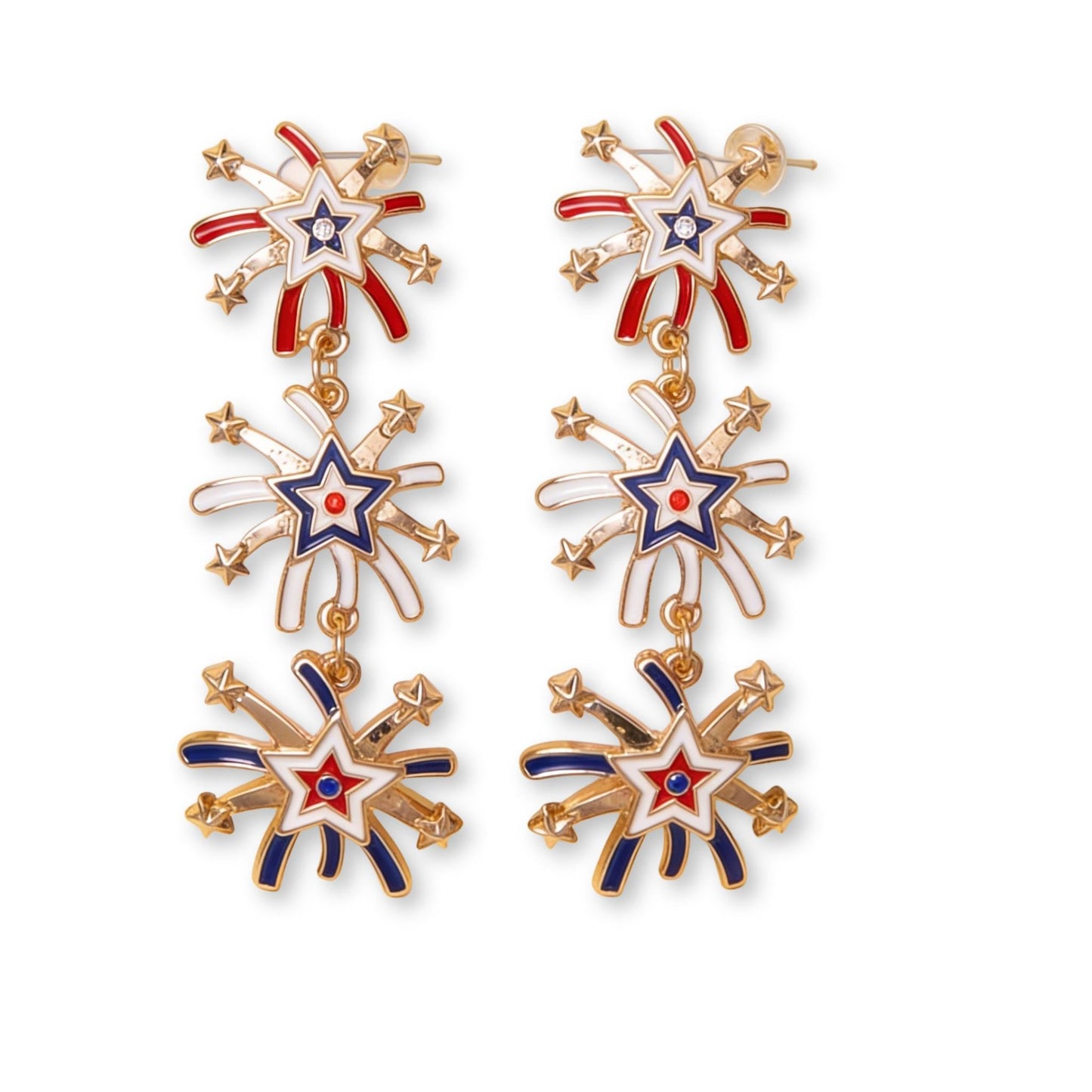 Patriotic Starburst Dangle Earrings - ZumBuys