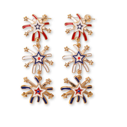 Patriotic Starburst Dangle Earrings - ZumBuys