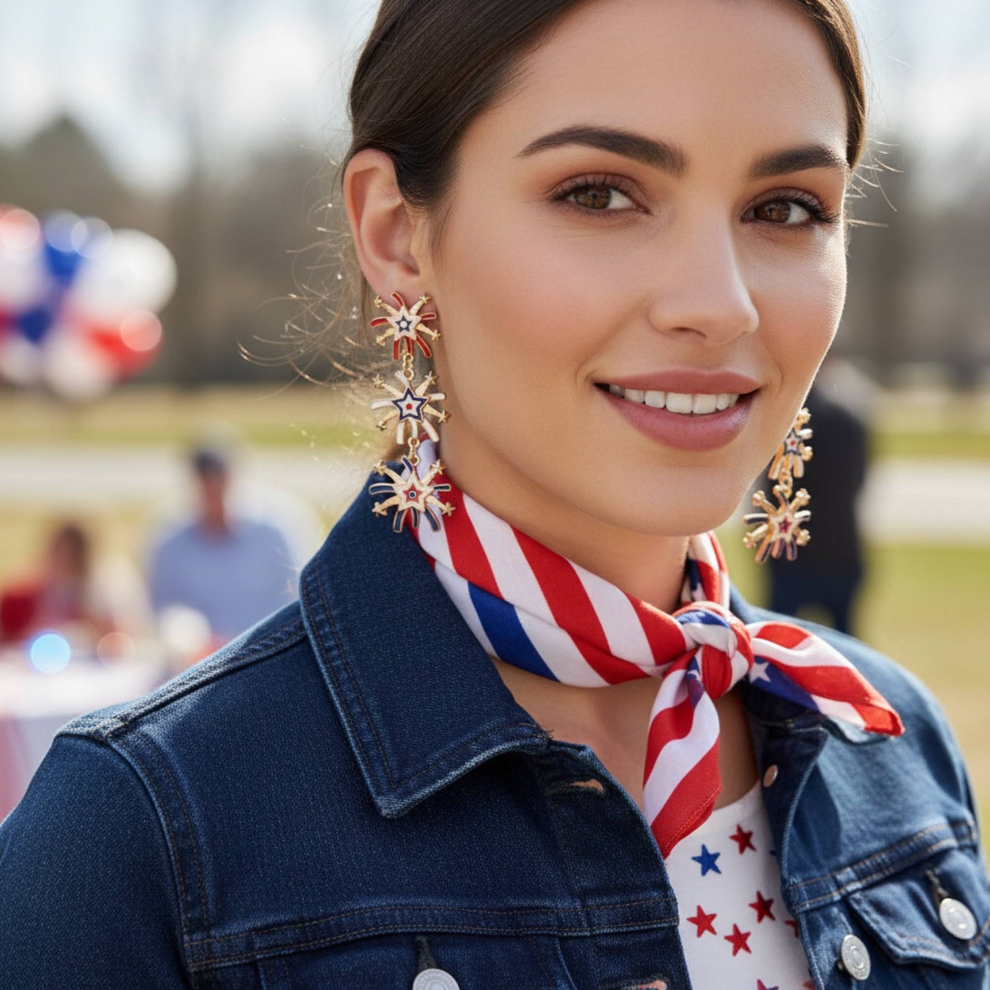 Patriotic Starburst Dangle Earrings - ZumBuys