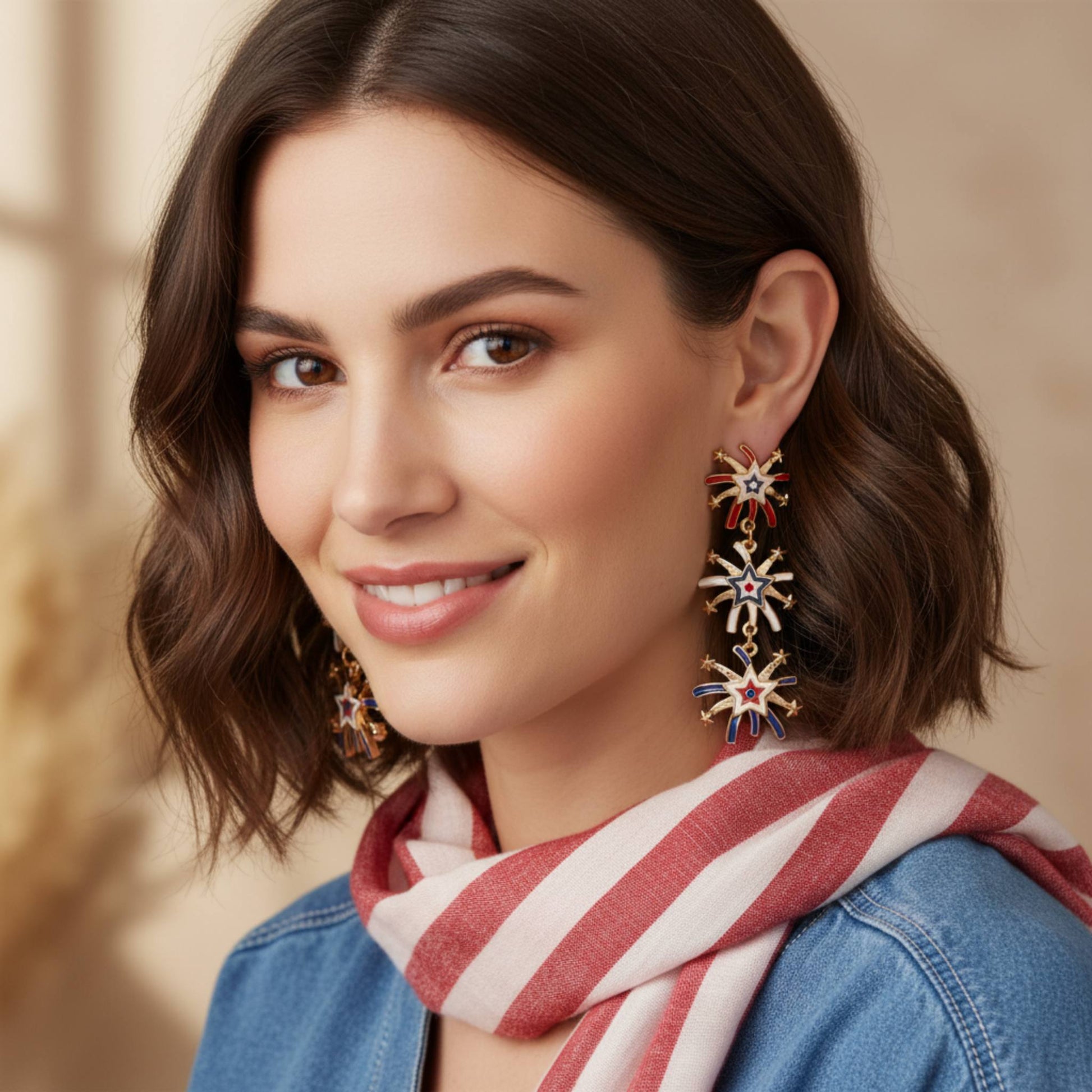 Patriotic Starburst Dangle Earrings - ZumBuys