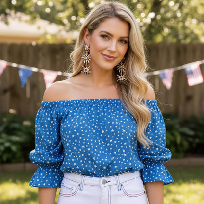 Patriotic Starburst Dangle Earrings - ZumBuys