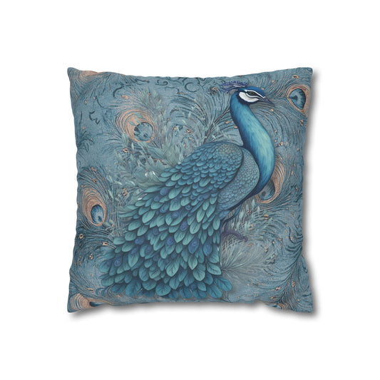 Peacock Dreams Square Pillow Cover - ZumBuys