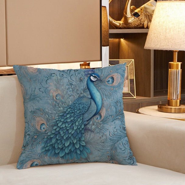 Peacock Dreams Square Pillow Cover - ZumBuys