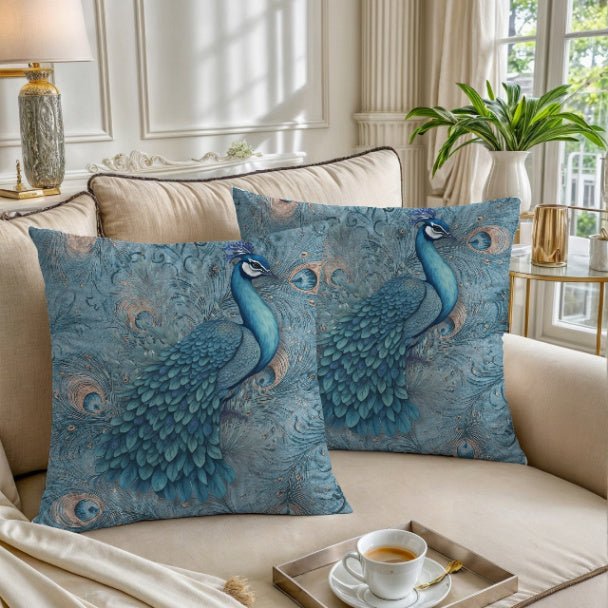Peacock Dreams Square Pillow Cover - ZumBuys