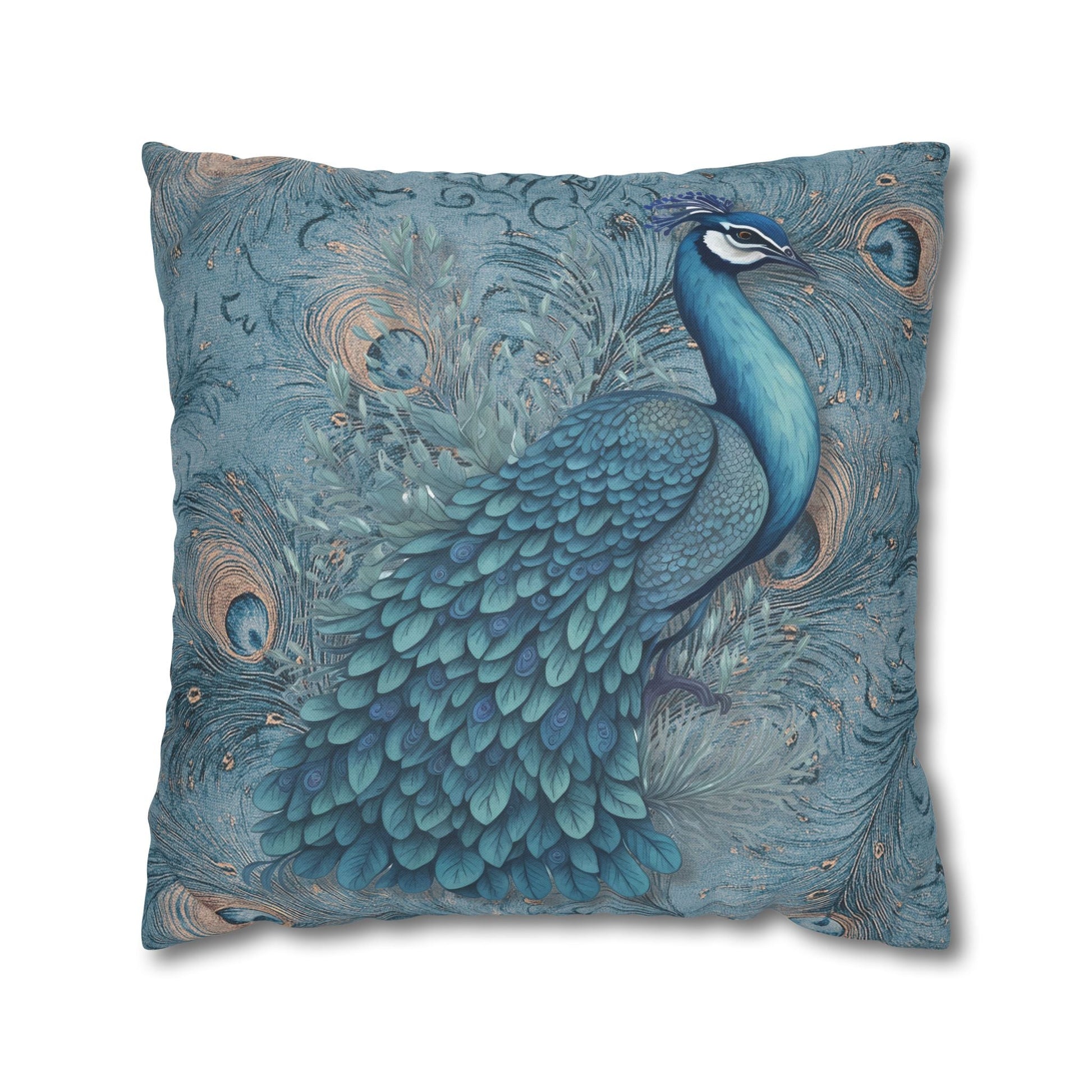 Peacock Dreams Square Pillow Cover - ZumBuys