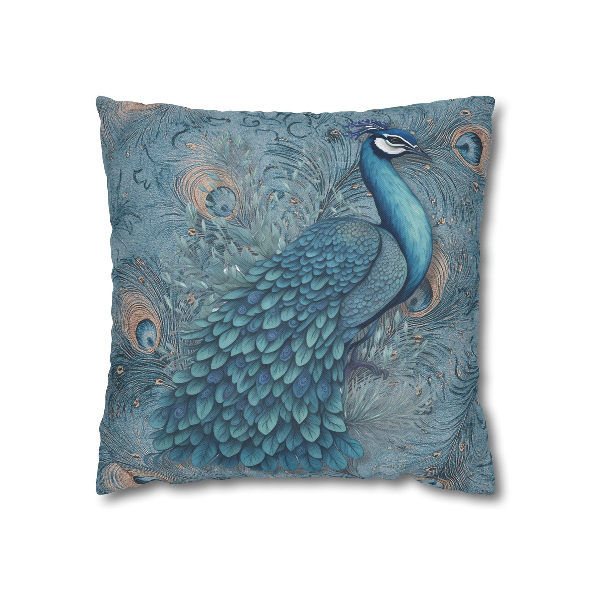 Peacock Dreams Square Pillow Cover - ZumBuys