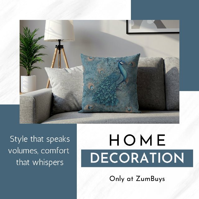 Peacock Dreams Square Pillow Cover - ZumBuys