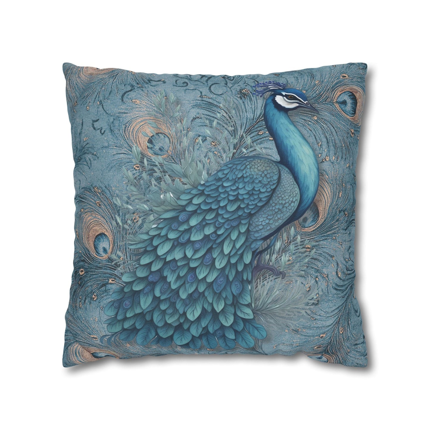 Peacock Dreams Square Pillow Cover - ZumBuys
