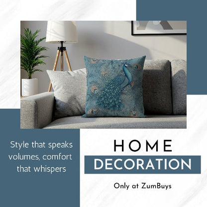 Peacock Dreams Square Pillow - ZumBuys