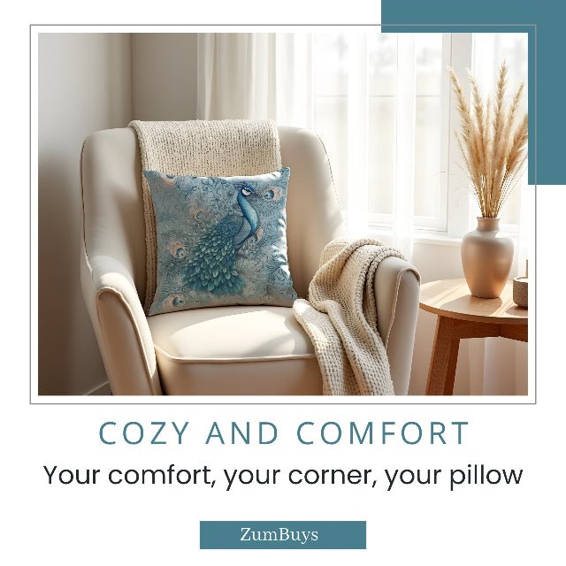 Peacock Dreams Square Pillow - ZumBuys