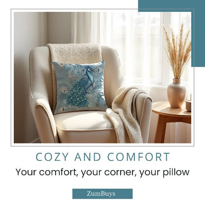 Peacock Dreams Square Pillow - ZumBuys