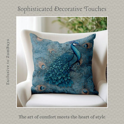 Peacock Dreams Square Pillow - ZumBuys