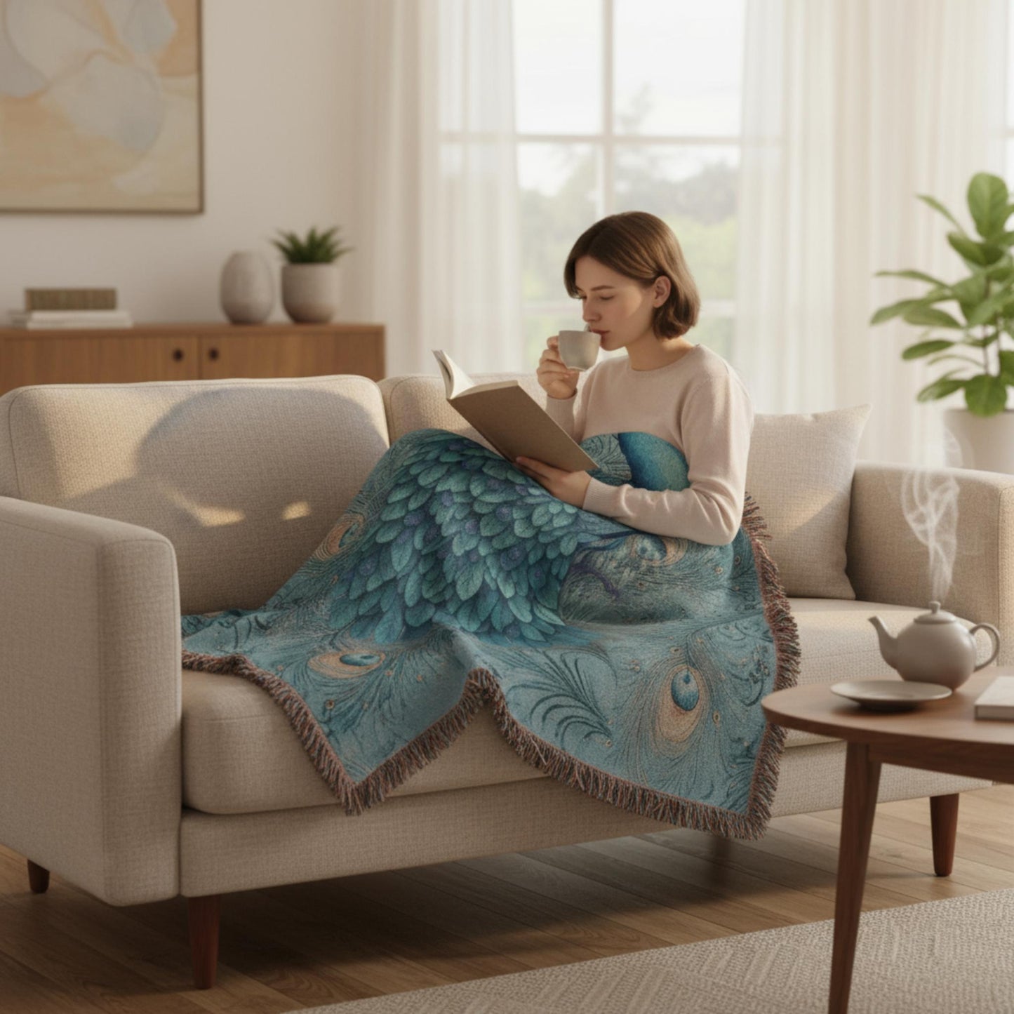 Peacock Dreams Woven Blanket - ZumBuys