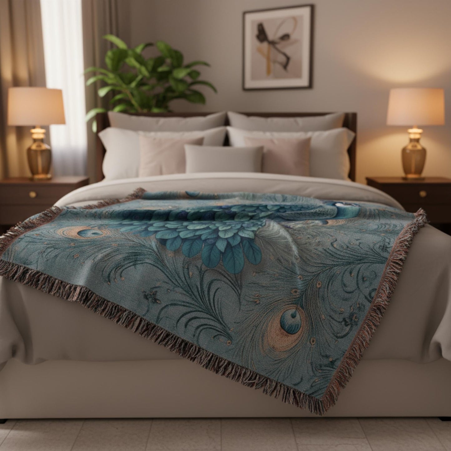 Peacock Dreams Woven Blanket - ZumBuys