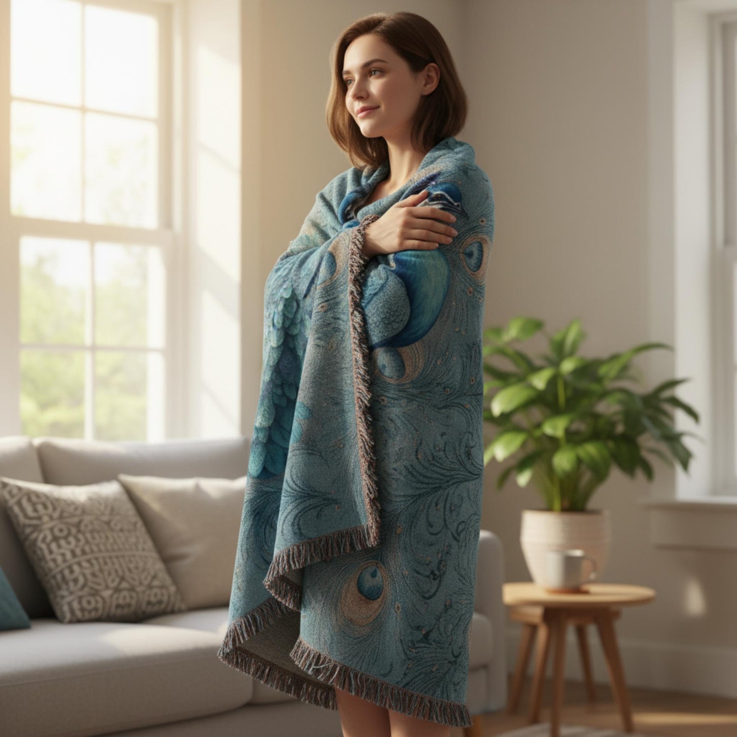 Peacock Dreams Woven Blanket - ZumBuys