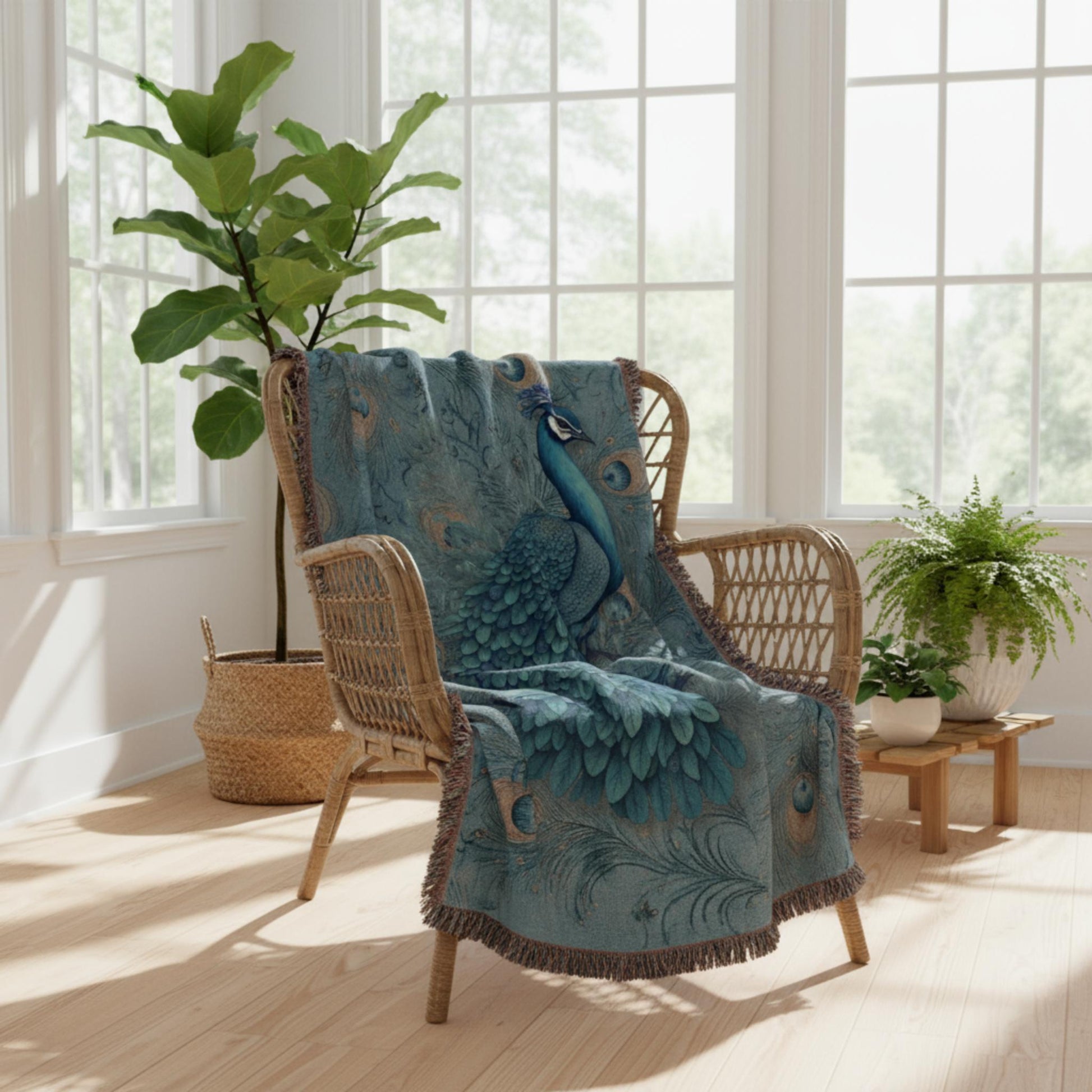 Peacock Dreams Woven Blanket - ZumBuys