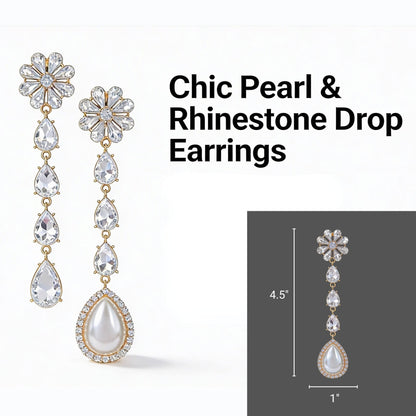 Pearl Rhinestone Drop Earring - ZumBuys