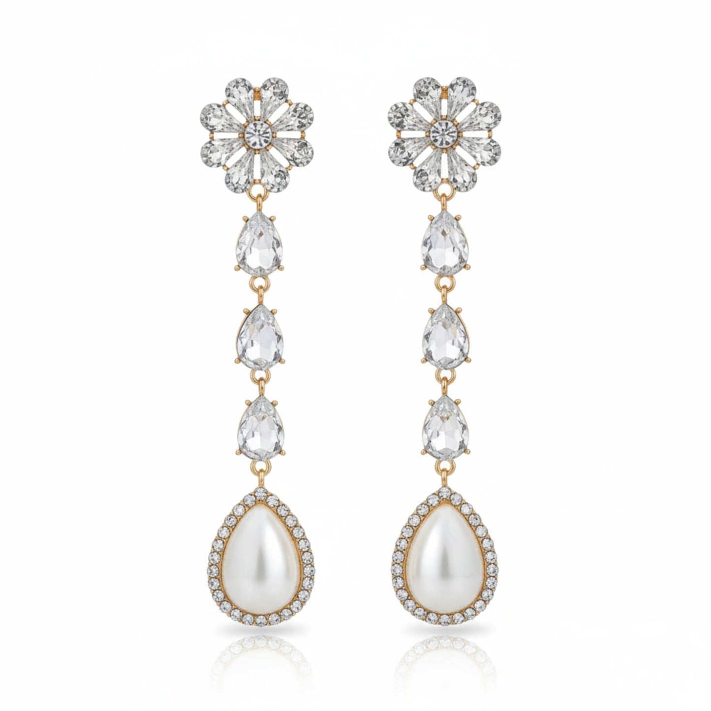 Pearl Rhinestone Drop Earring - ZumBuys