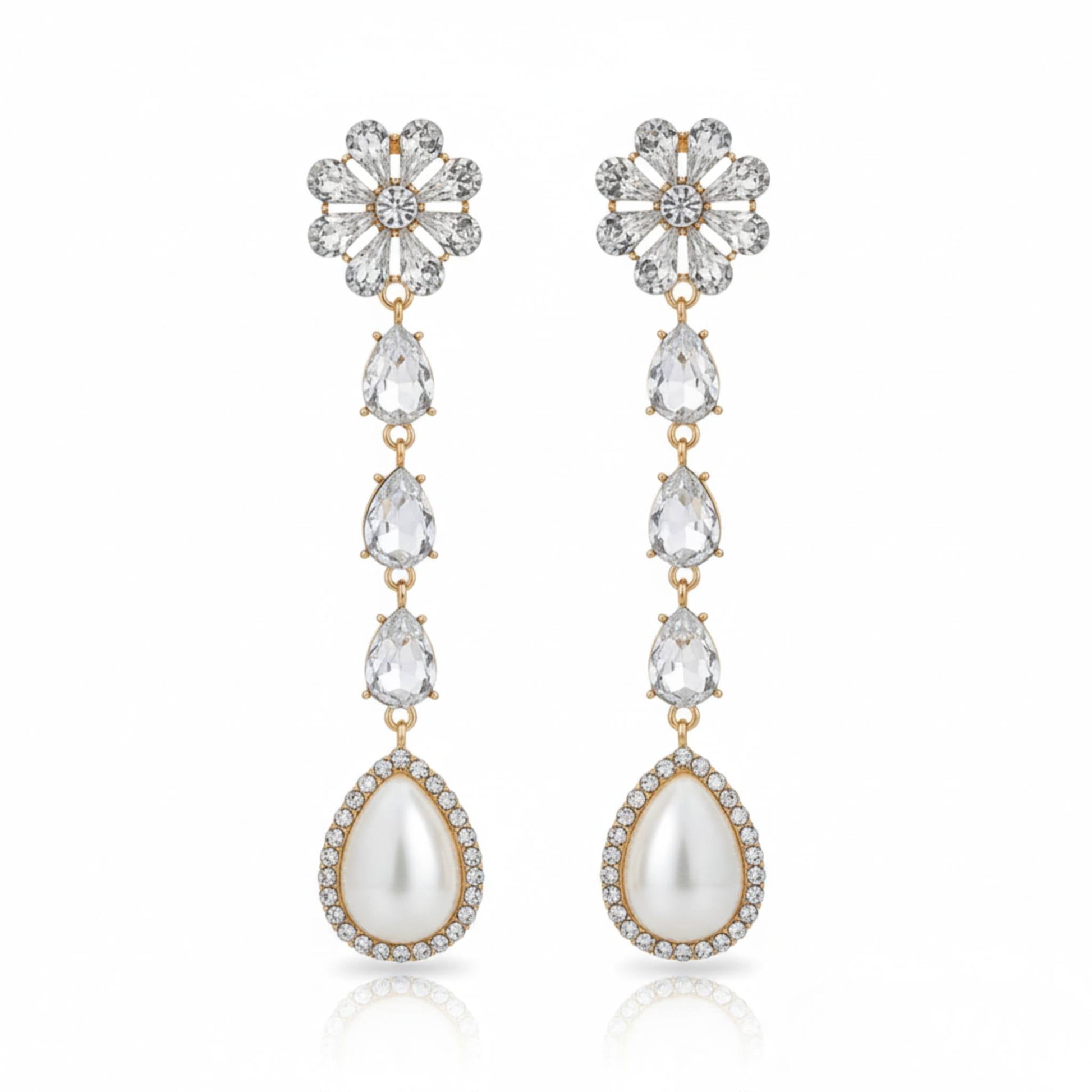 Pearl Rhinestone Drop Earring - ZumBuys