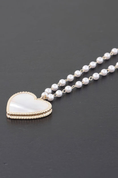 Pearled Marble Heart Necklace - ZumBuys