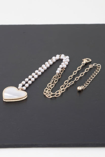 Pearled Marble Heart Necklace - ZumBuys