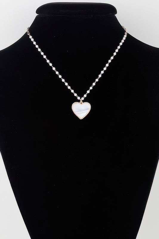 Pearled Marble Heart Necklace - ZumBuys