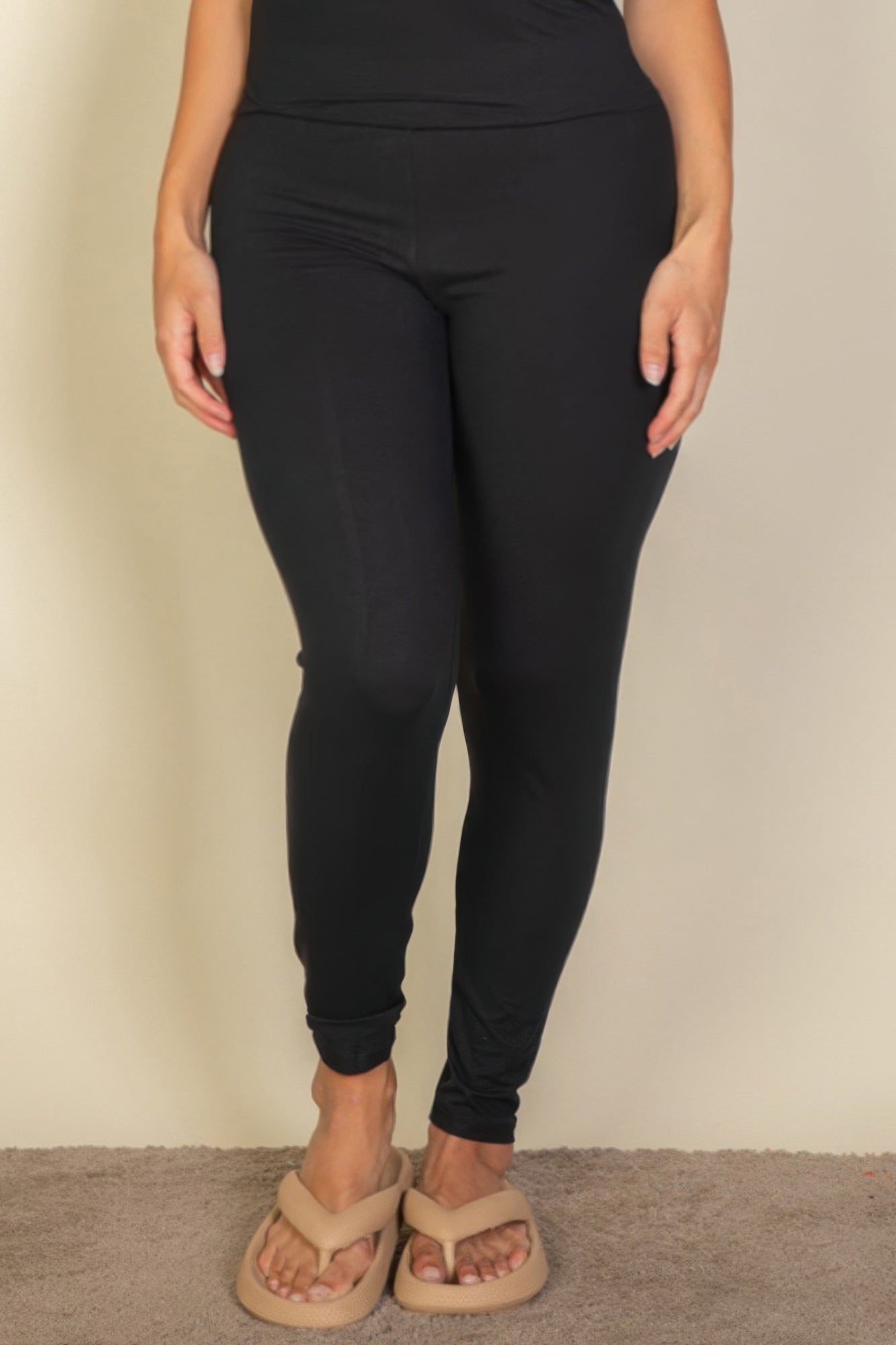 Plus Basic Solid Leggings - ZumBuys