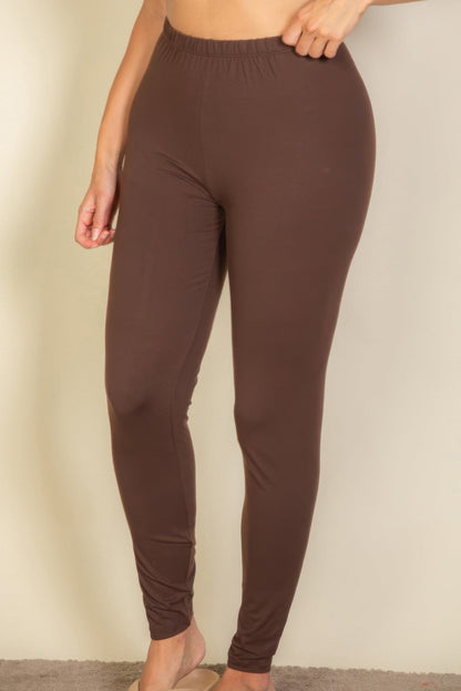 Plus Basic Solid Leggings - ZumBuys