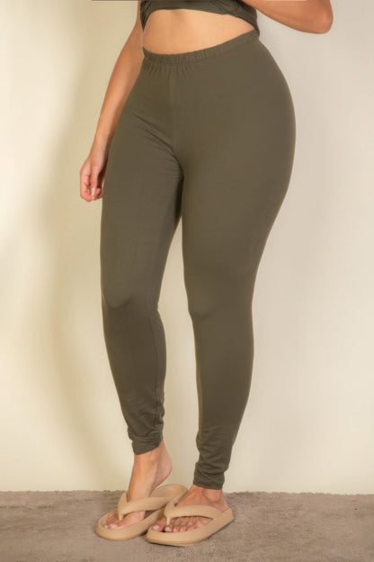 Plus Basic Solid Leggings - ZumBuys