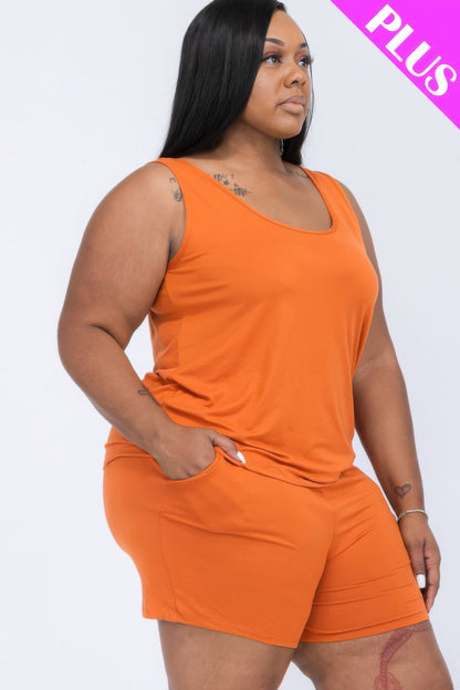 Plus Comfy Tank Top & Shorts Set - ZumBuys