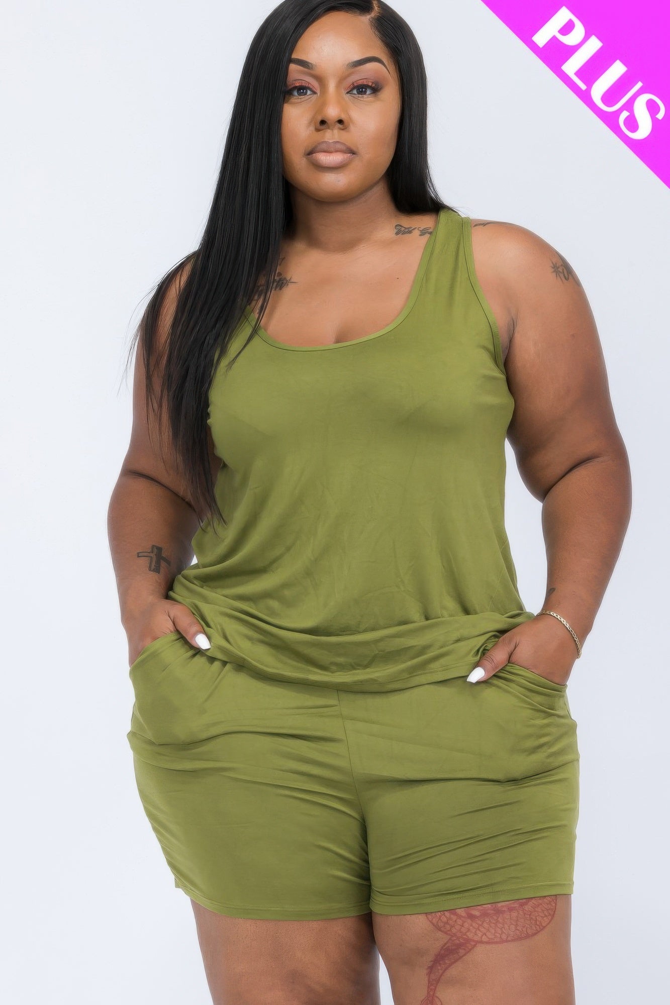 Plus Comfy Tank Top & Shorts Set - ZumBuys