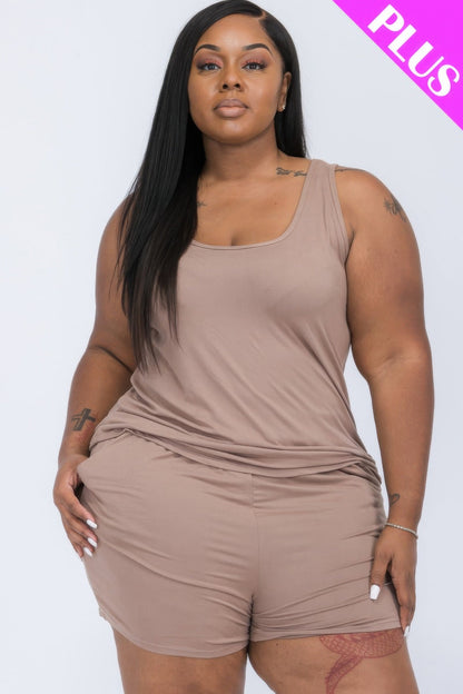 Plus Comfy Tank Top & Shorts Set - ZumBuys