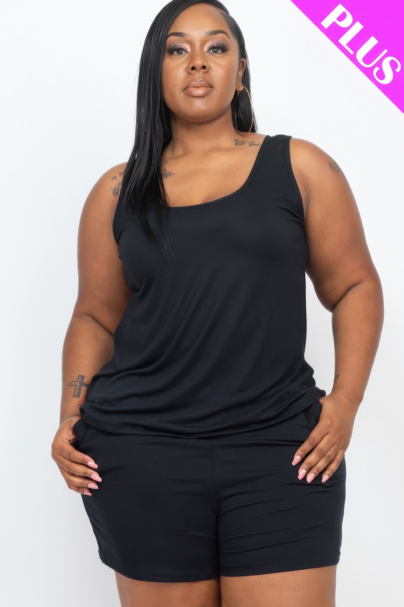 Plus Comfy Tank Top & Shorts Set - ZumBuys