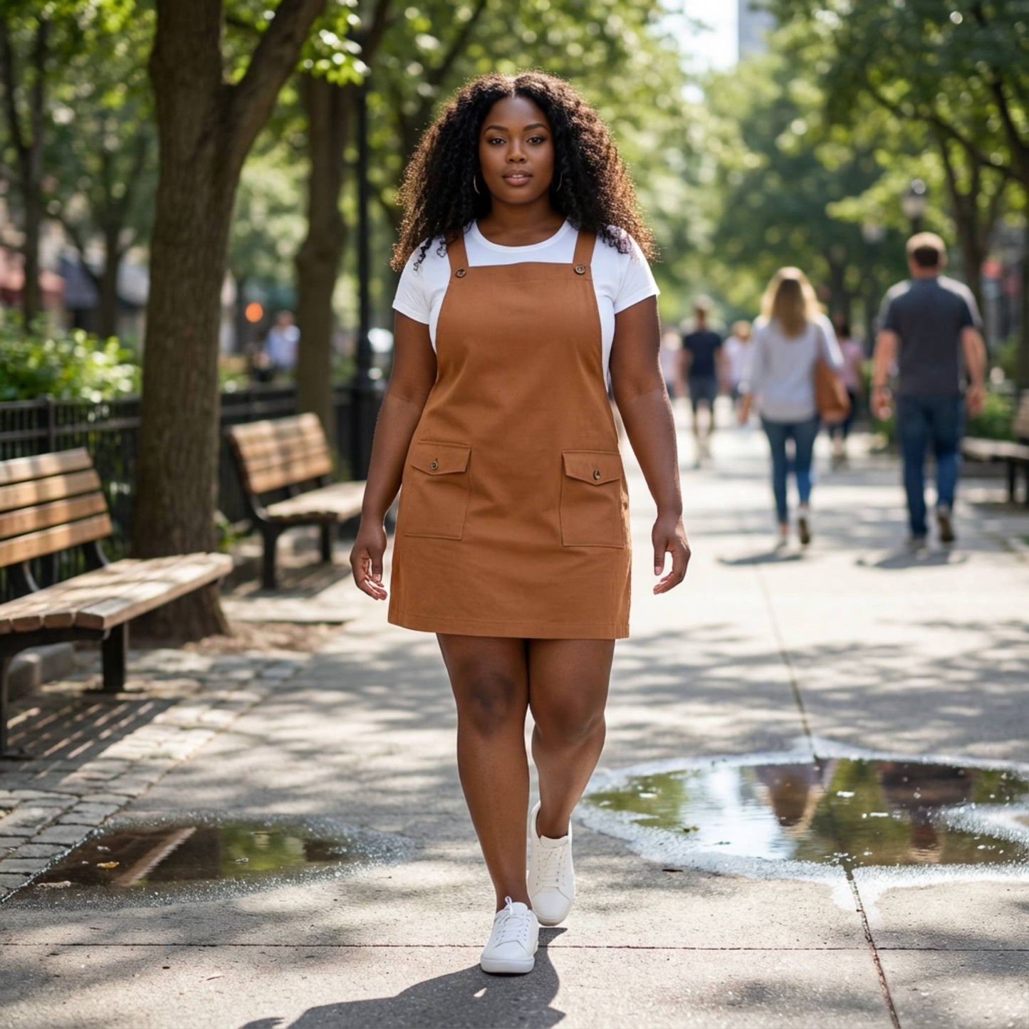 Plus Size Corduroy Overall Dress - ZumBuys