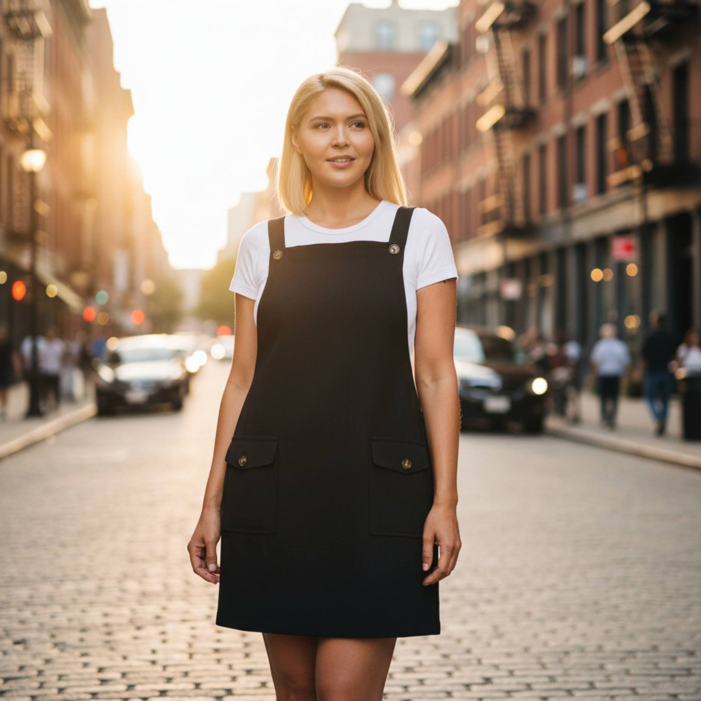 Plus Size Corduroy Overall Dress - ZumBuys