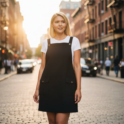 Plus Size Corduroy Overall Dress - ZumBuys