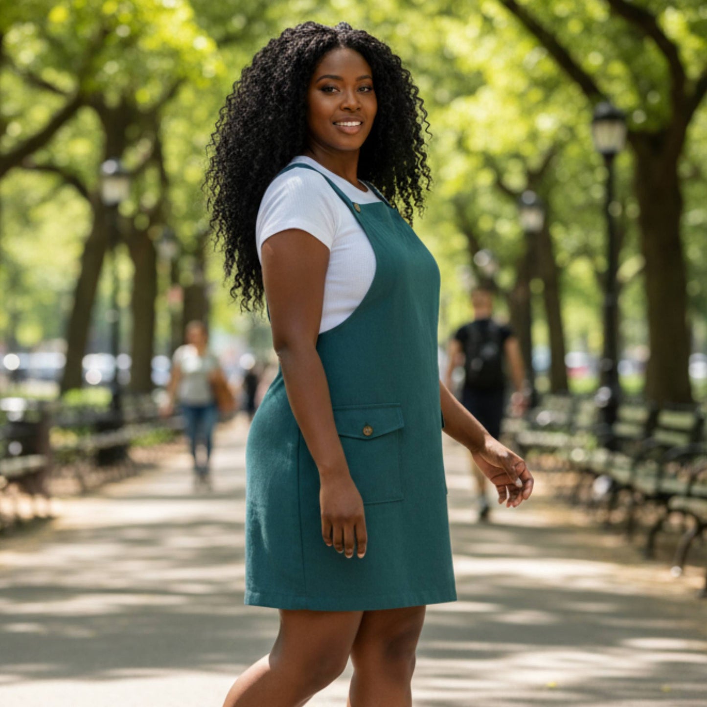 Plus Size Corduroy Overall Dress - ZumBuys