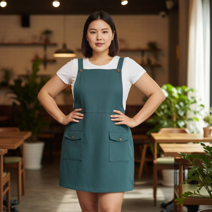 Plus Size Corduroy Overall Dress - ZumBuys