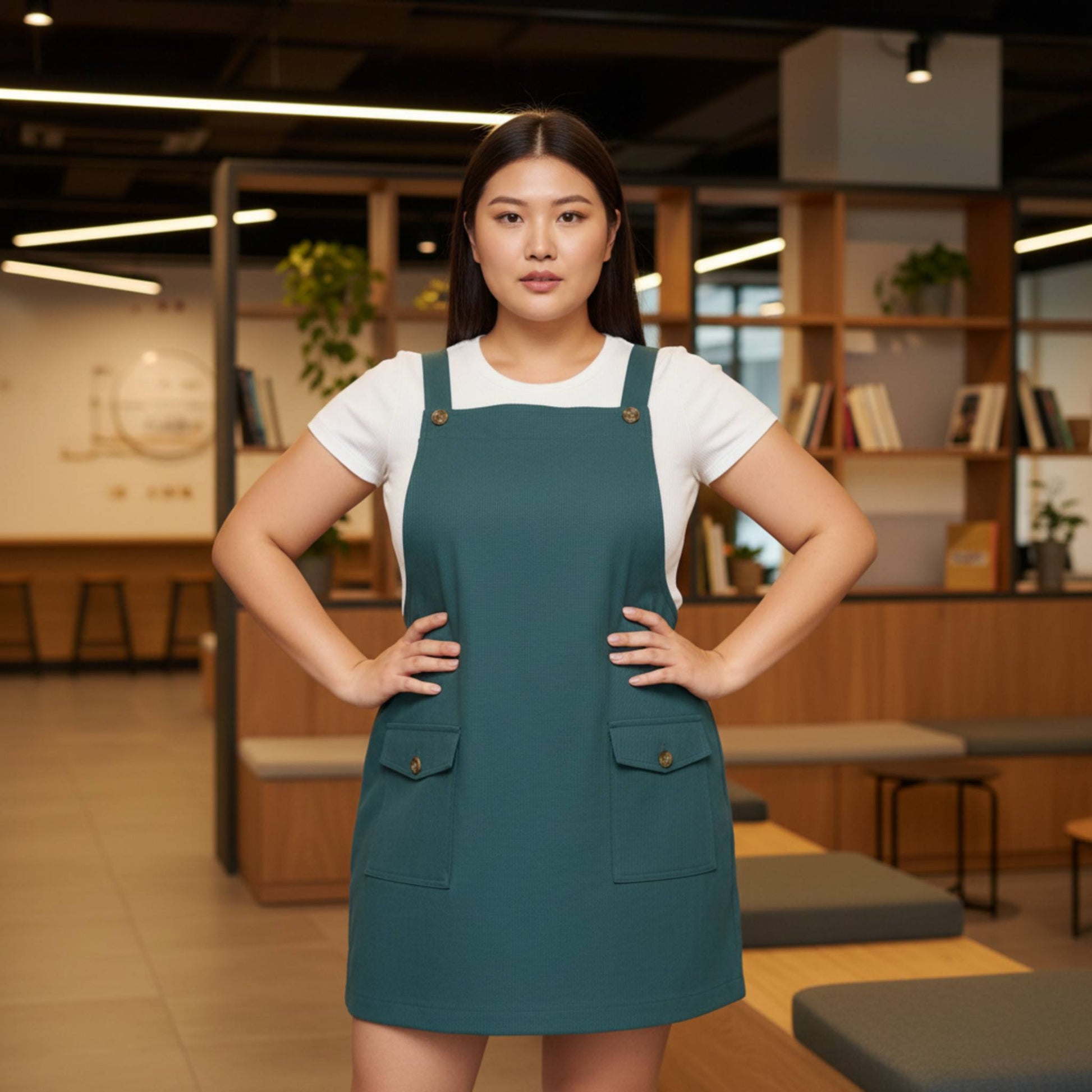 Plus Size Corduroy Overall Dress - ZumBuys