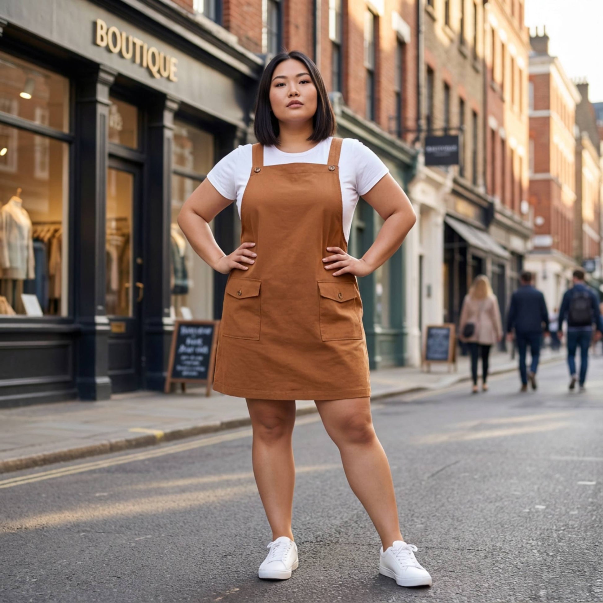 Plus Size Corduroy Overall Dress - ZumBuys