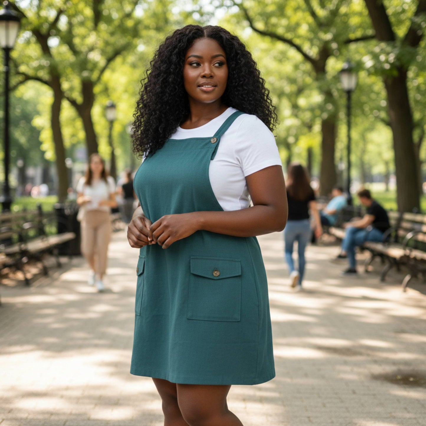 Plus Size Corduroy Overall Dress - ZumBuys