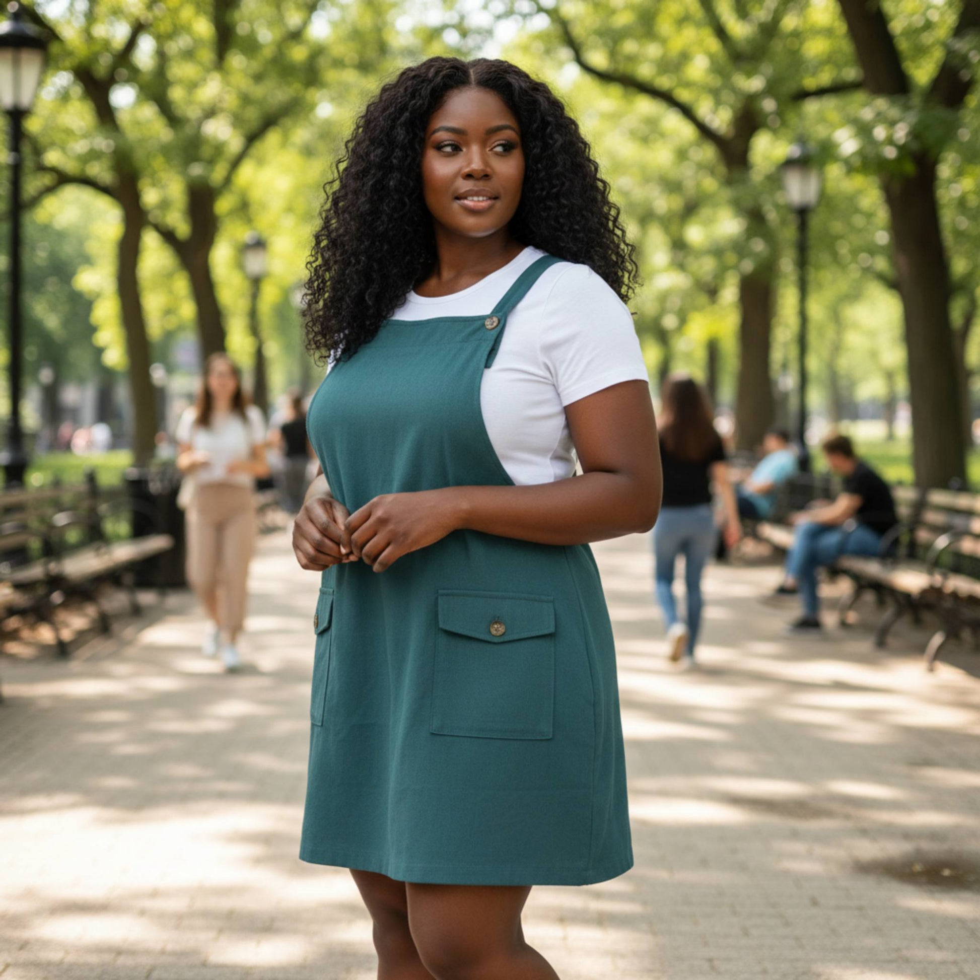 Plus Size Corduroy Overall Dress - ZumBuys