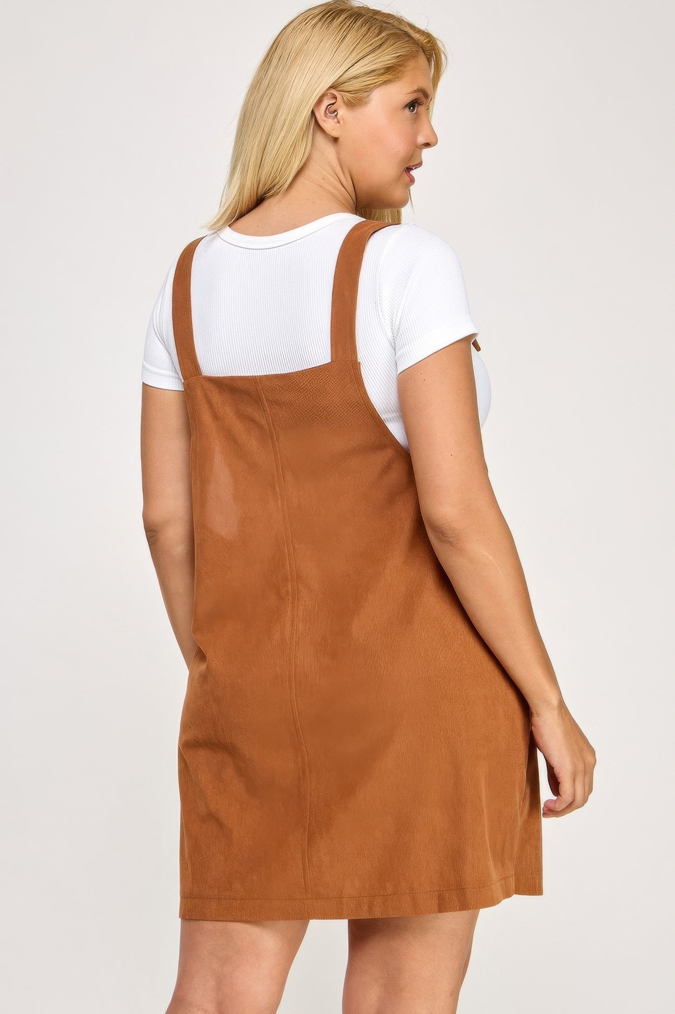 Plus Size Corduroy Overall Dress - ZumBuys
