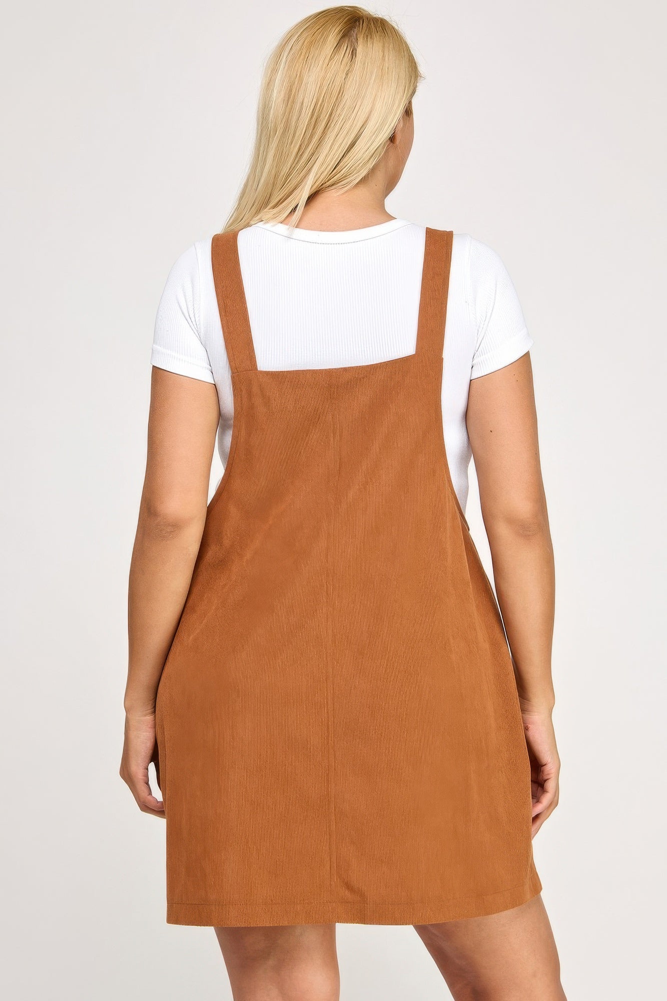 Plus Size Corduroy Overall Dress - ZumBuys
