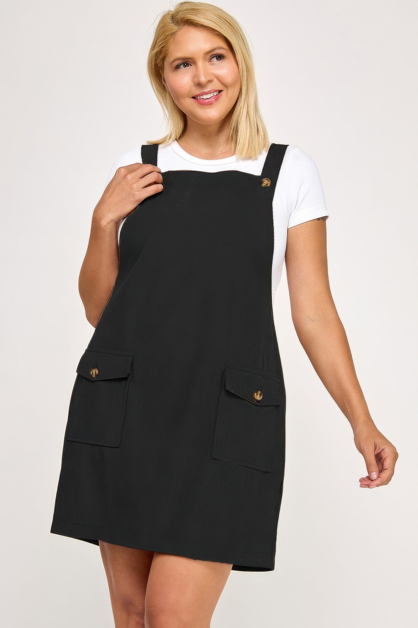 Plus Size Corduroy Overall Dress - ZumBuys