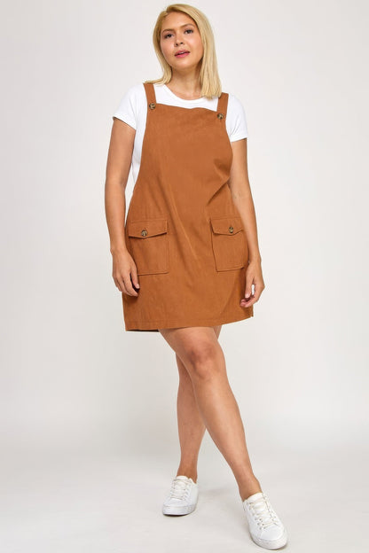 Plus Size Corduroy Overall Dress - ZumBuys