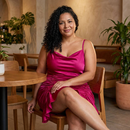 Plus Size Cowl Neck Ruch Ruffle Dress - ZumBuys